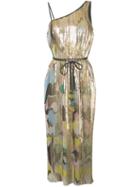 Emilio Pucci Sequin Embroidered Plissé Midi Dress - Gold