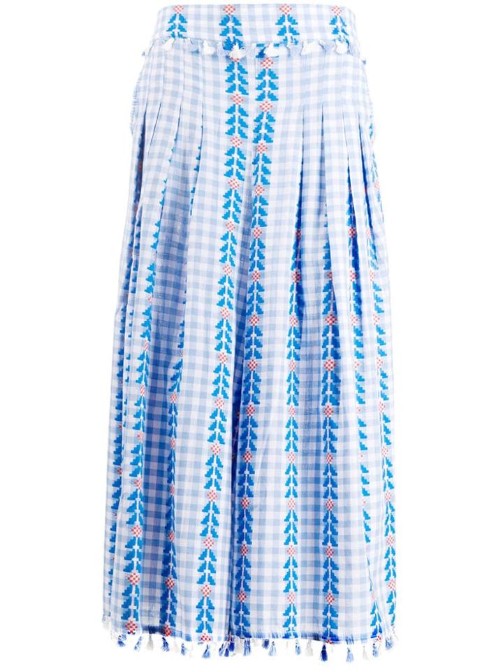 Dodo Bar Or Embroidered Check Cropped Trousers - Blue