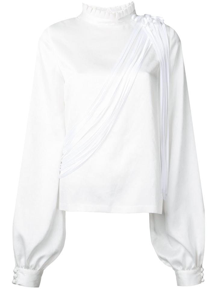 Donnah Mabel Strings Blouse, Women's, Size: 0, White, Acetate/polyester