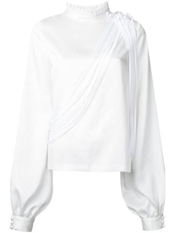 Donnah Mabel Strings Blouse, Women's, Size: 0, White, Acetate/polyester