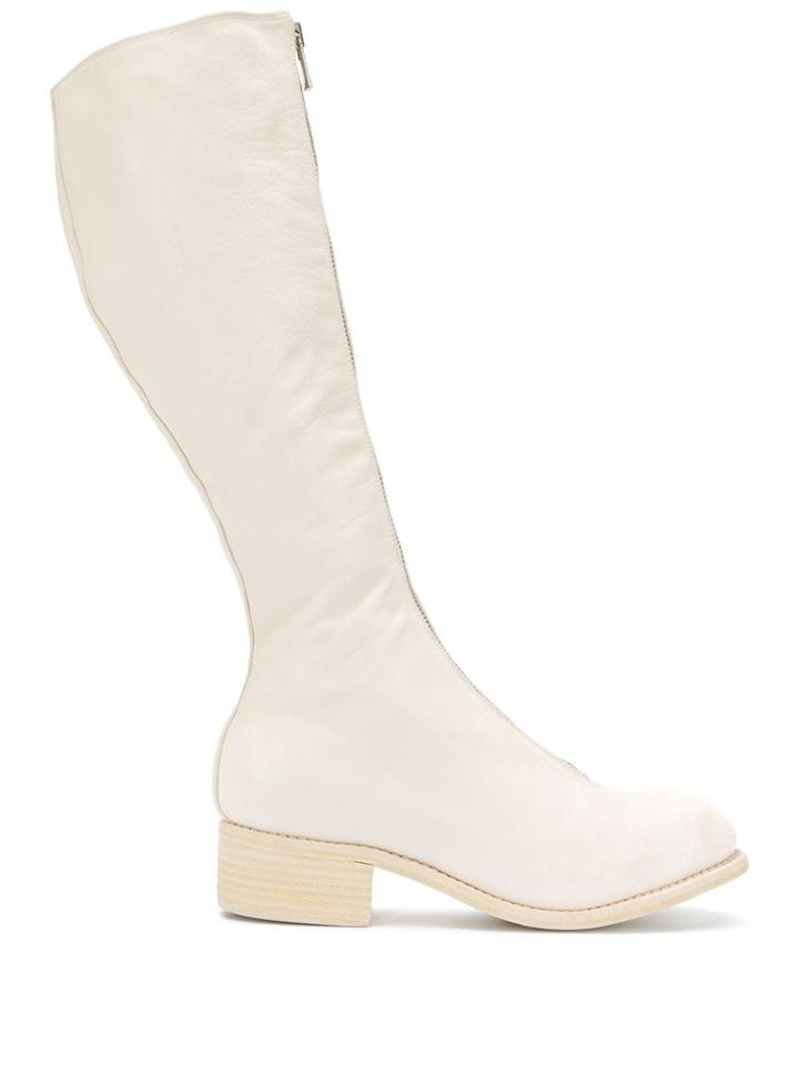 Guidi Tall Zip Front Boots - White