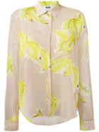Msgm Banana Print Sheer Shirt, Women's, Size: 42, Nude/neutrals, Polyester