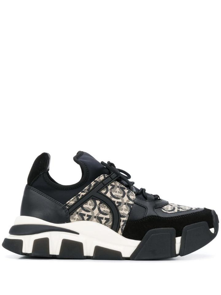 Salvatore Ferragamo Gancini Monogram Chunky Sneakers - Black