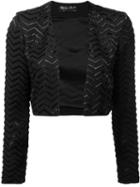 Alice+olivia Zigzag Pattern Cropped Jacket, Women's, Size: 8, Black, Silk