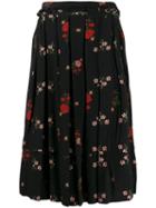 Simone Rocha Floral Pleated Skirt - Black