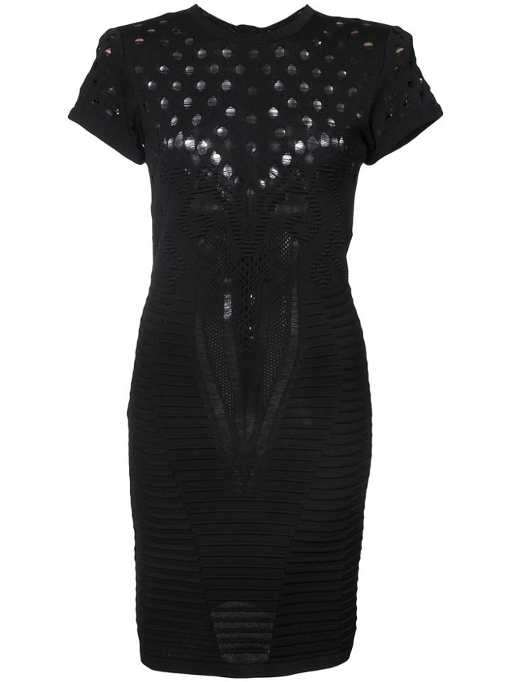 Balmain Perforated Slim-fit Dress - Black
