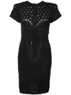 Balmain Perforated Slim-fit Dress - Black