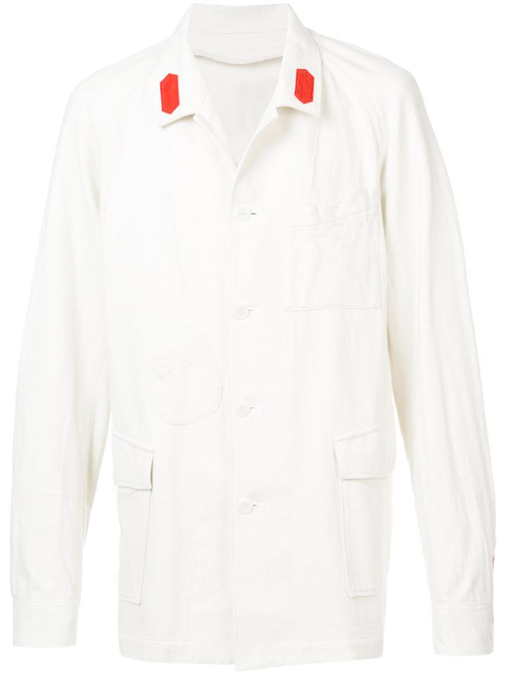 Undercover Oversized Denim Jacket With Printed Collar - White