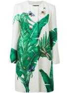 Dolce & Gabbana Banana Leaf Brocade Coat, Women's, Size: 42, White, Cotton/silk/acetate