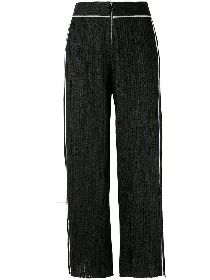 Aviù - Side Stripe Track Pants - Women - Cotton/polyamide/polyester/spandex/elastane - 44, Black, Cotton/polyamide/polyester/spandex/elastane