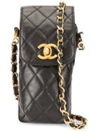 Chanel Vintage Quilted Cc Logos Chain Shoulder Phone Case - Black