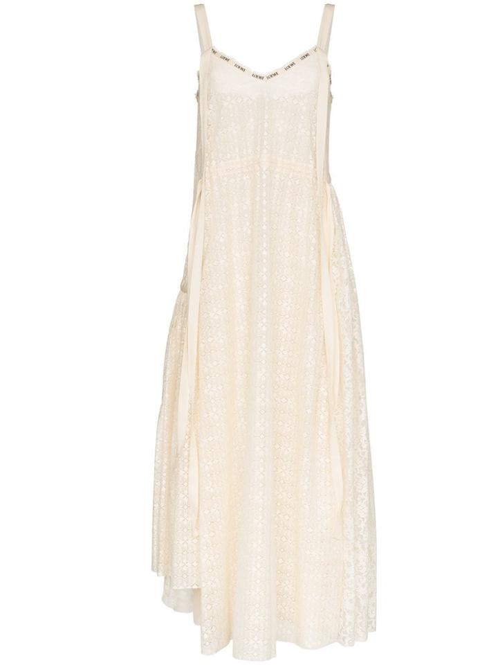 Loewe Sleeveless Lace Detail Maxi Dress - Neutrals