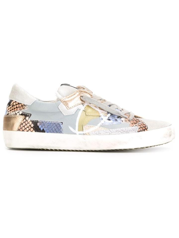 Philippe Model Patchwork Sneakers, Women's, Size: 40, Grey, Leather/rubber