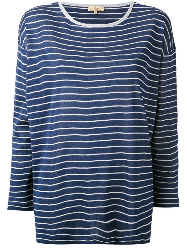 Fay - Striped Shift Top - Women - Silk - L, Women's, Blue, Silk