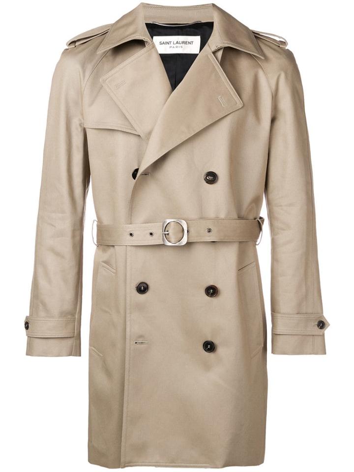 Saint Laurent Short Trench Coat - Neutrals