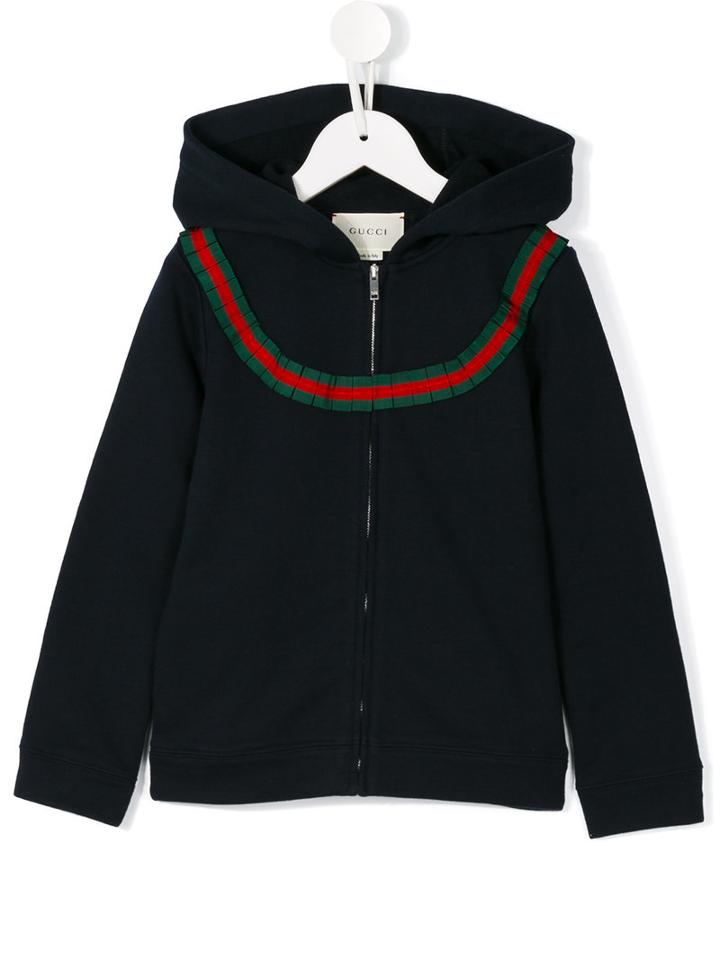 Gucci Kids Contrast Stripe Hoodie, Girl's, Size: 8 Yrs, Blue