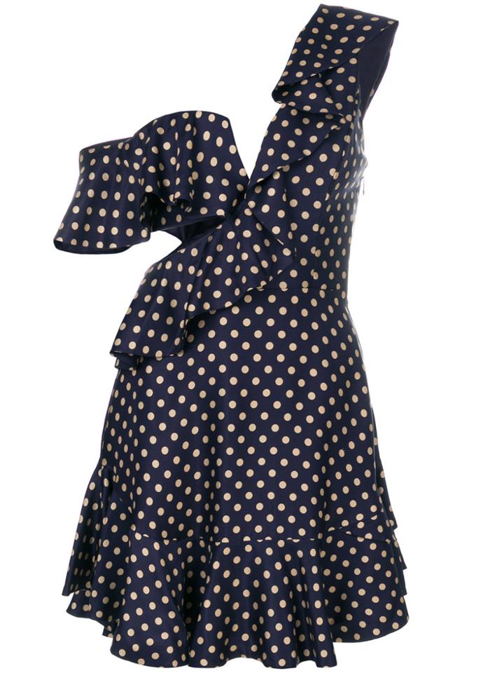 Zimmermann Asymmetric Polka Dots Dress - Blue