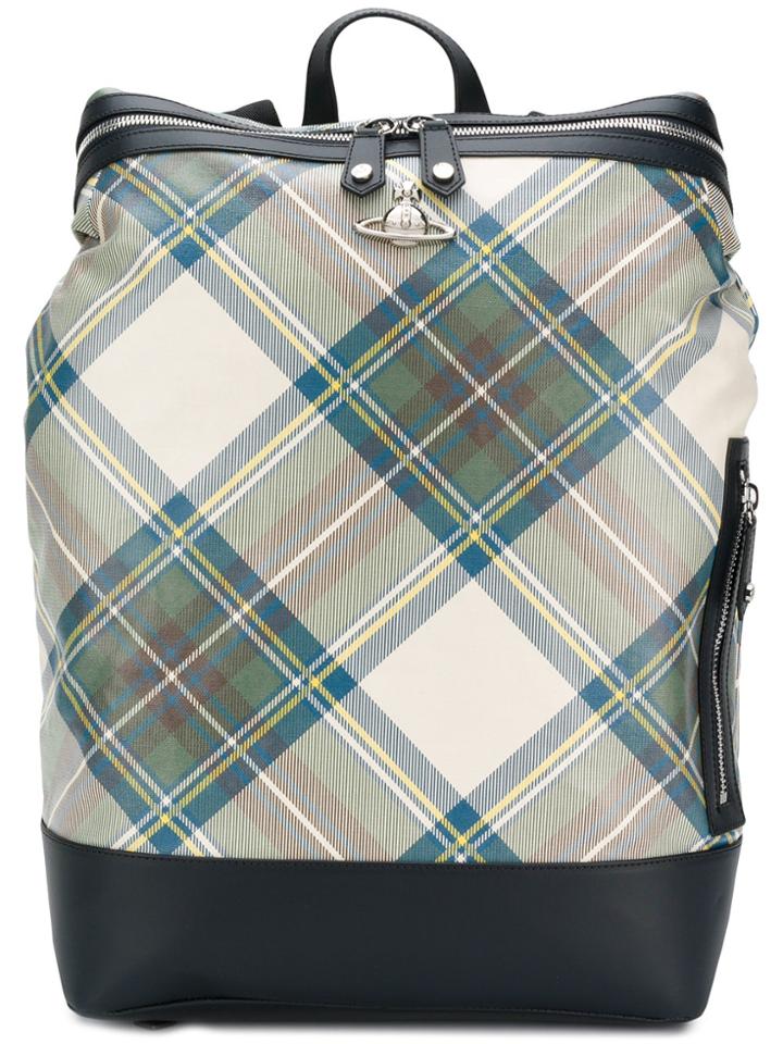 Vivienne Westwood Tartan Box Backpack - Blue