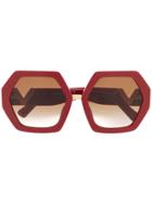 Valentino Eyewear Oversized Sunglasses - Red