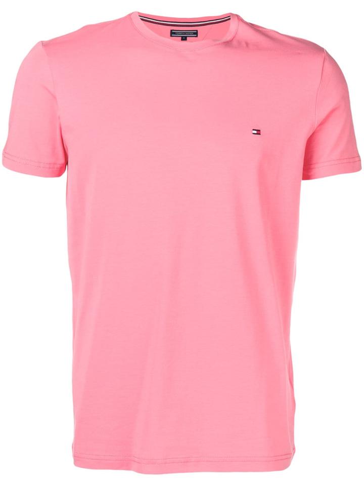 Tommy Hilfiger Logo-embroidered T-shirt - Pink & Purple