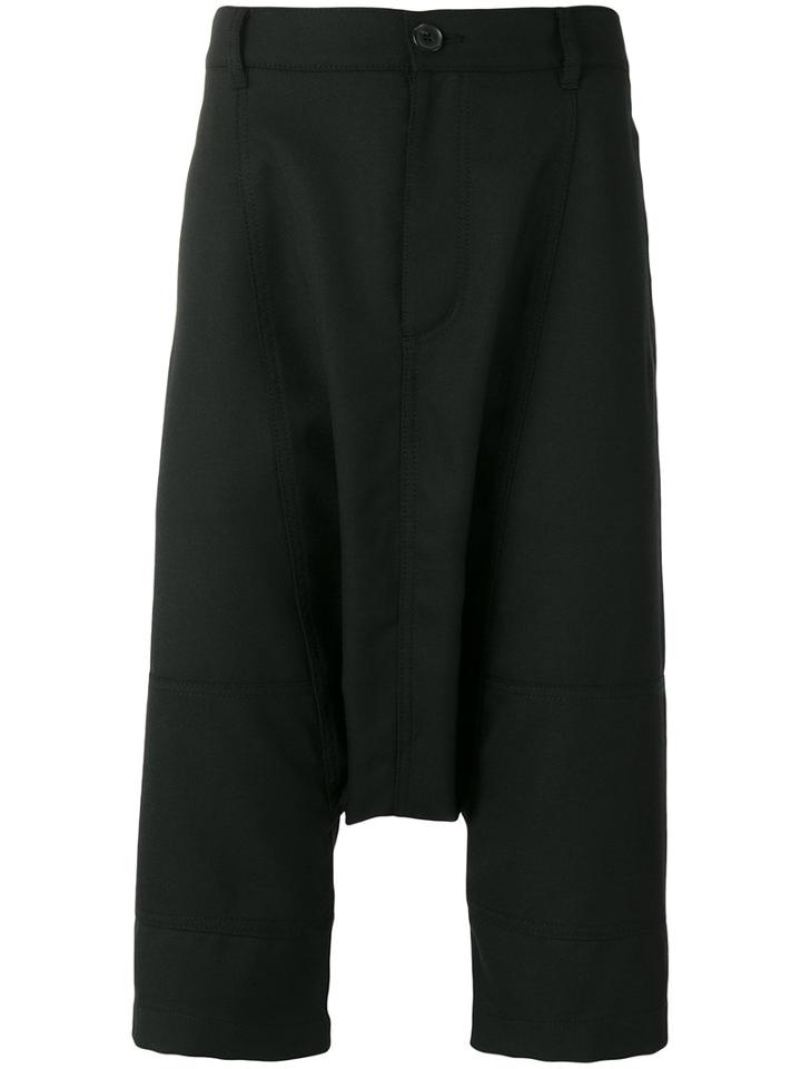 Comme Des Garçons Shirt Cropped Drop-crotch Trousers, Men's, Size: Large, Black, Polyester/virgin Wool