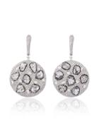 Saqqara 18k White Gold And Diamond Disc Earrings - Metallic
