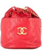 Chanel Pre-owned Quilted Drawstring Shoulder Bag - Red
