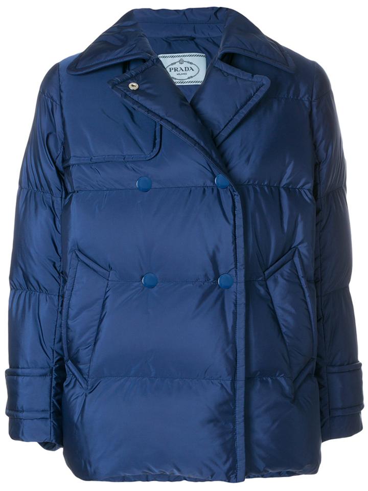 Prada Padded Double-breasted Jacket - Blue