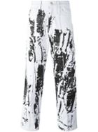 Liam Hodges Overprinted Jeans, Men's, Size: 32, White, Cotton