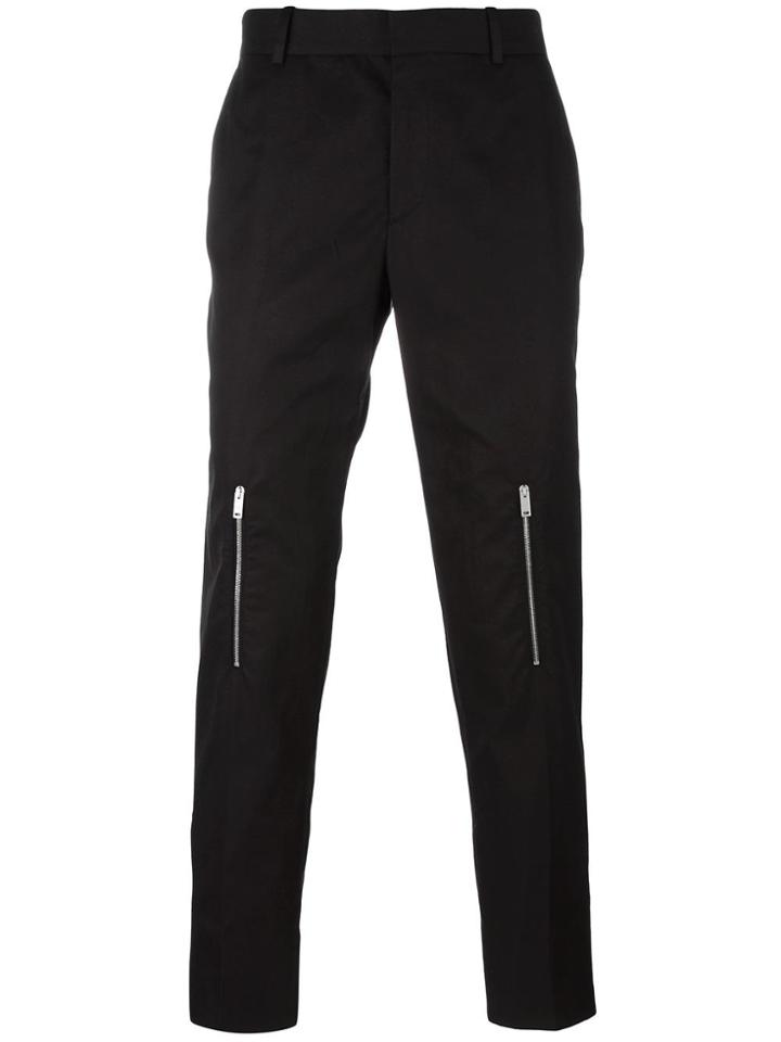 Alexander Mcqueen Zip Detail Straight-leg Trousers - Black