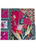 Etro Flower Border Print Scarf, Women's, Black, Silk/cotton/cashmere