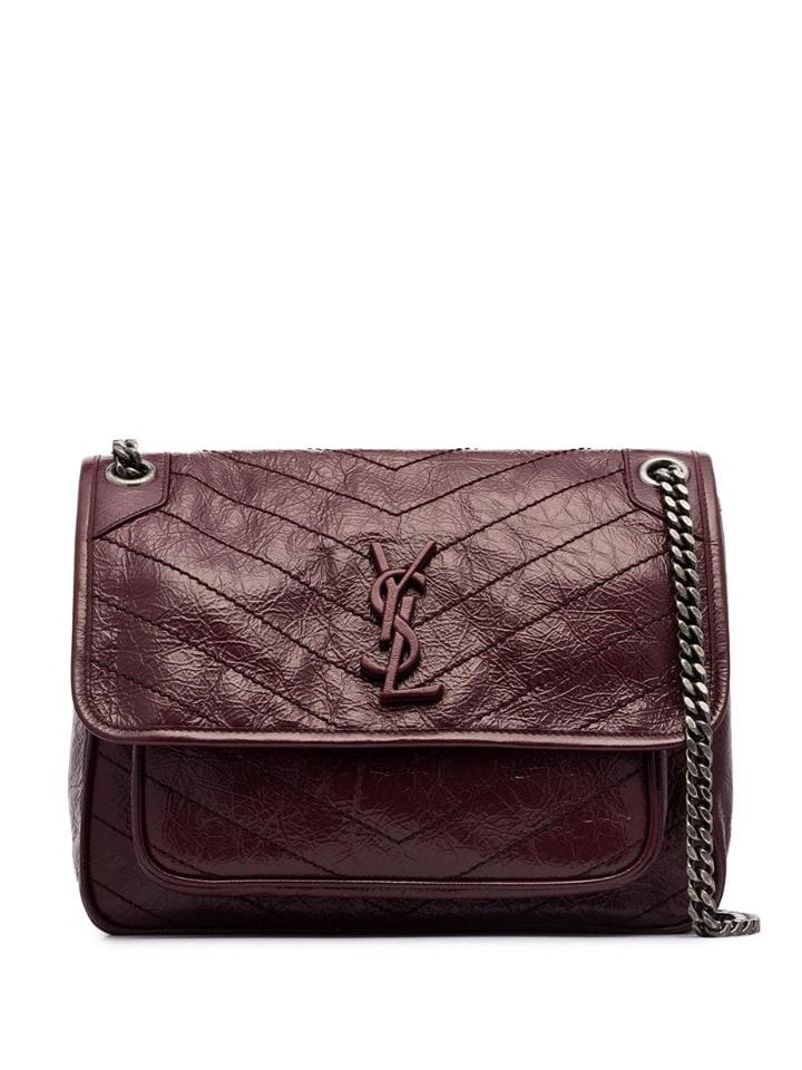 Saint Laurent Niki Monogram Leather Shoulder Bag - Red