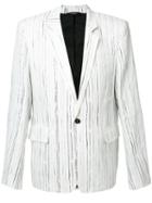 Ann Demeulemeester Grise Fine Stripe Blazer, Men's, Size: Large, White, Linen/flax/cotton