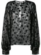Saint Laurent Sheer Polka Dot Blouse, Women's, Size: 38, Black, Silk/viscose/metal