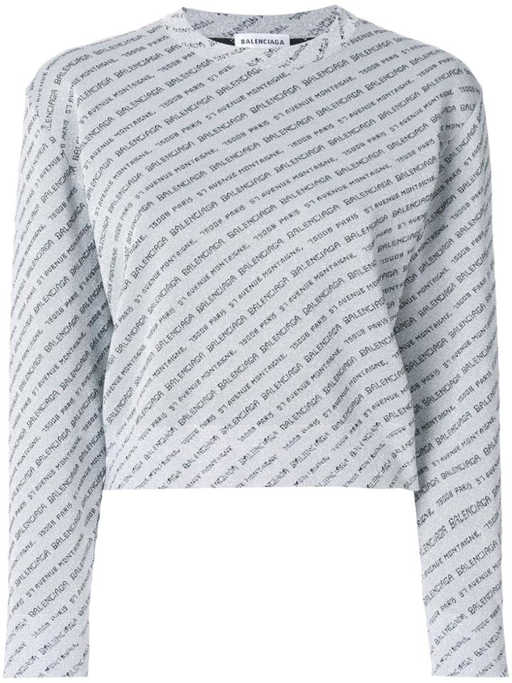 Balenciaga Logo Jacquard Sweater - Grey