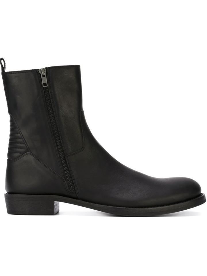 Ann Demeulemeester Side Zip Ankle Boots, Men's, Size: 44, Black, Calf Leather/leather