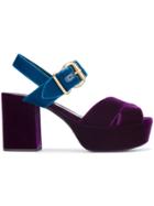 Prada Purple Blue Velvet Criss Cross 85 Sandals - Pink & Purple