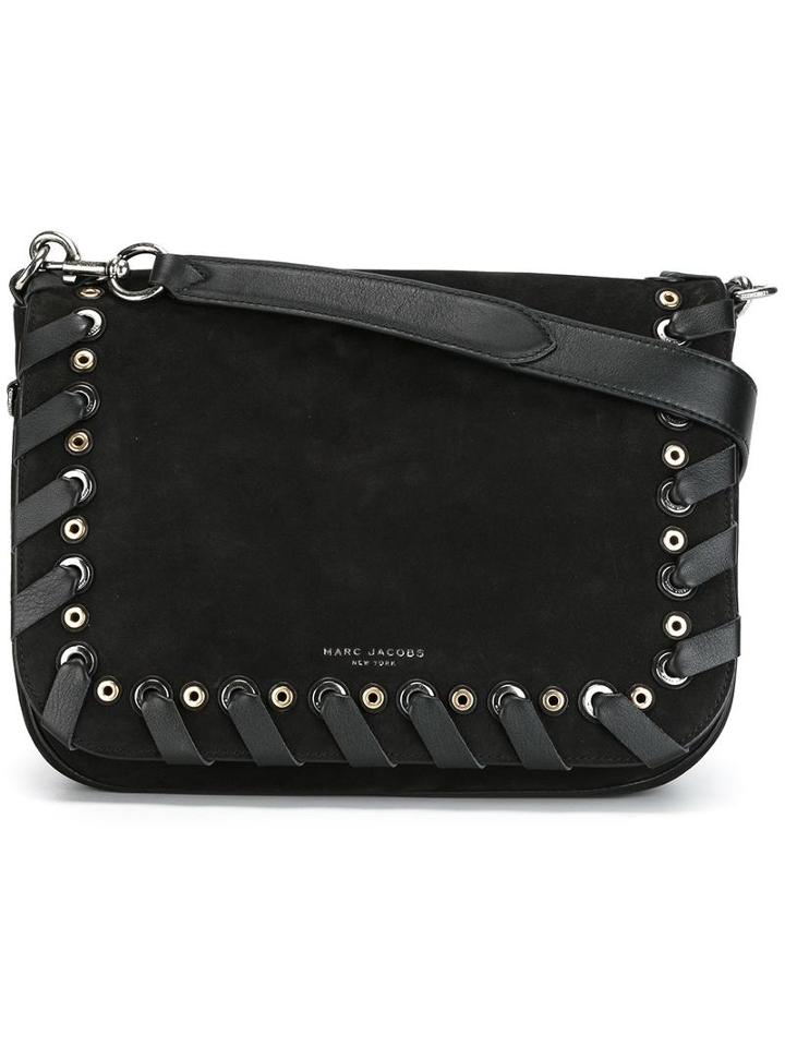 Marc Jacobs Grommet Courier Shoulder Bag, Women's, Black, Calf Suede