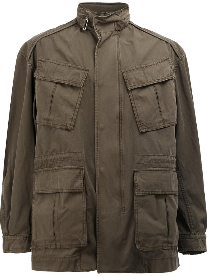 Juun.j High Neck Loose-fit Coat, Men's, Size: 46, Green, Cotton