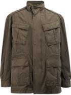 Juun.j High Neck Loose-fit Coat, Men's, Size: 46, Green, Cotton