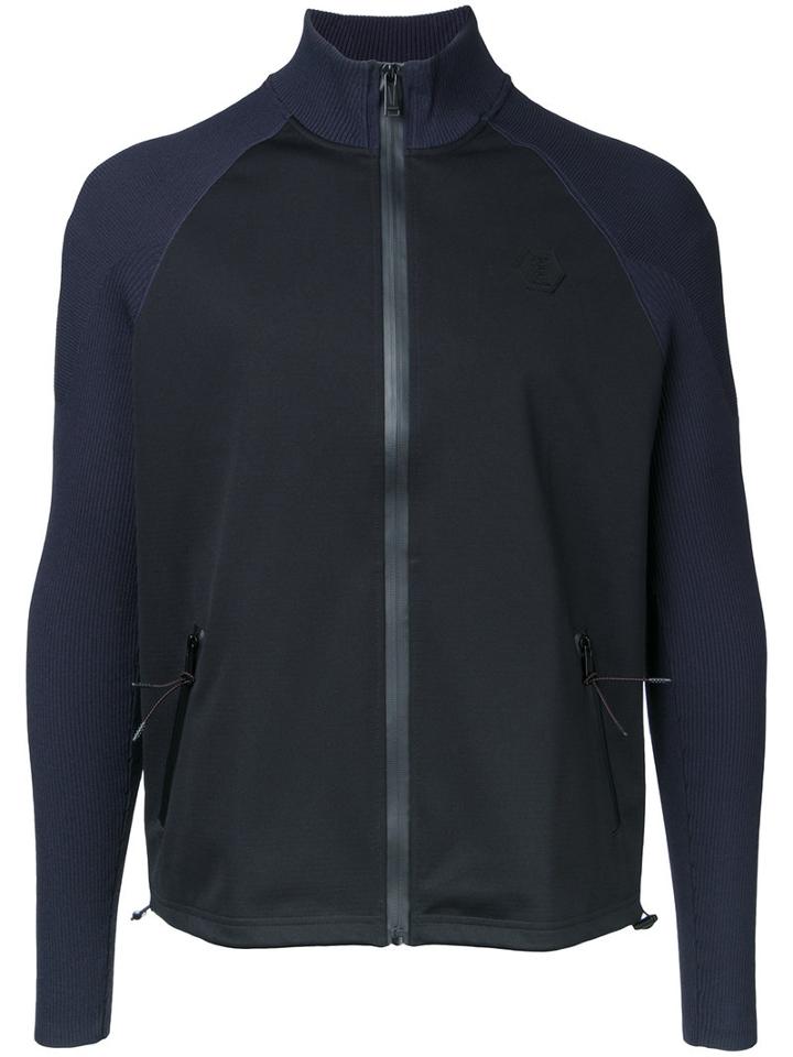 Kent & Curwen Contrast Panel Zip Cardigan, Men's, Size: Xl, Black, Polyester