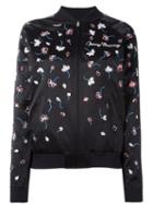 Opening Ceremony Embroidered Bomber Jacket, Women's, Size: Medium, Black, Silk/polyester