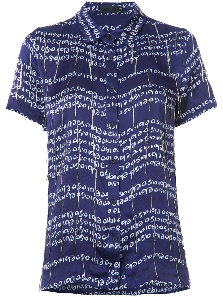 Maki Oh - Asoke Adire Shirt - Women - Silk - S, Blue, Silk
