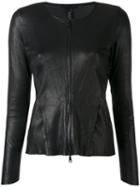 Giorgio Brato Zipped Fitted Jacket, Women's, Size: 44, Black, Leather/cotton/spandex/elastane