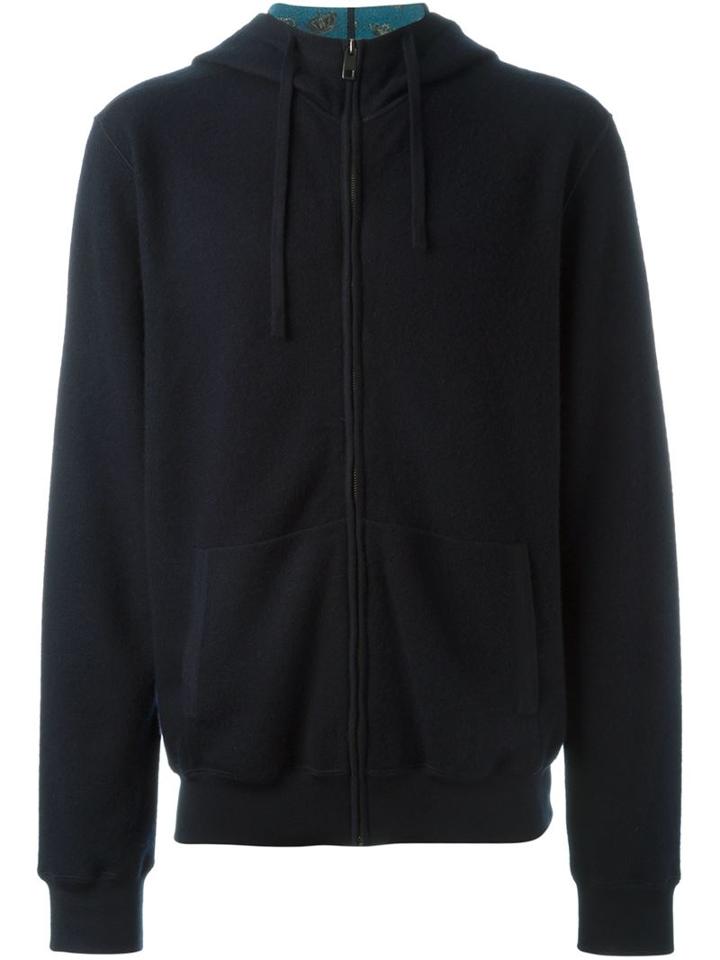 Dolce & Gabbana Zip Hoodie, Men's, Size: 50, Blue, Silk/cashmere