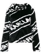 Karl Lagerfeld Faux Fur Logo Jacket - Black