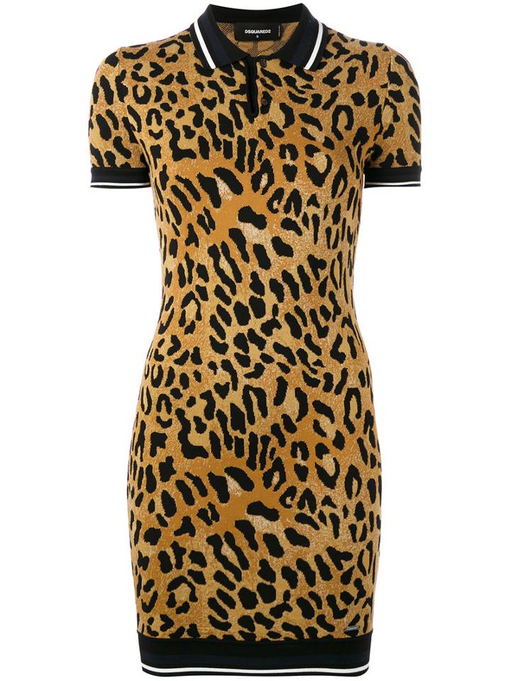 Dsquared2 - Leopard Print Dress - Women - Polyester/viscose - M, Brown, Polyester/viscose