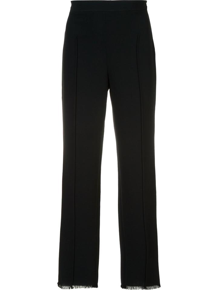 Cinq A Sept Frayed Hem Cropped Trousers, Women's, Size: 8, Black, Triacetate/polyester