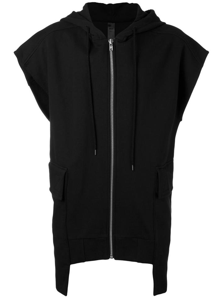 Odeur - Cutout Hem Hoodie - Unisex - Cotton - S, Black, Cotton