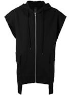 Odeur - Cutout Hem Hoodie - Unisex - Cotton - S, Black, Cotton